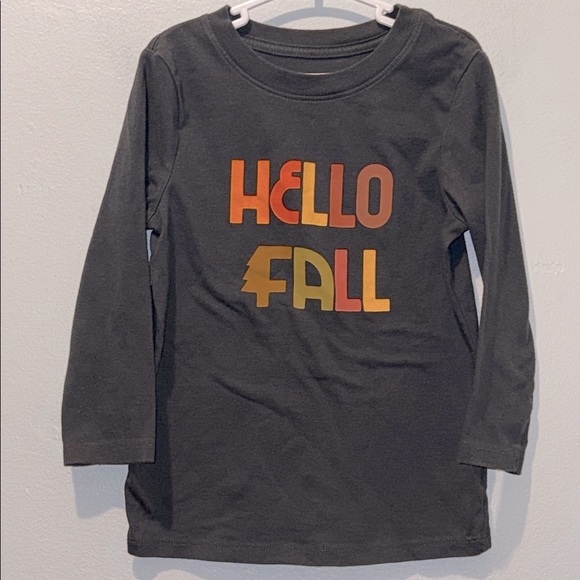 Cat & Jack 3T Kids Grey 'Hello Fall' Long Sleeve Shirt - Picture 1 of 6